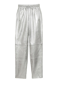 Pantalon esprit jogging en cuir - Silver