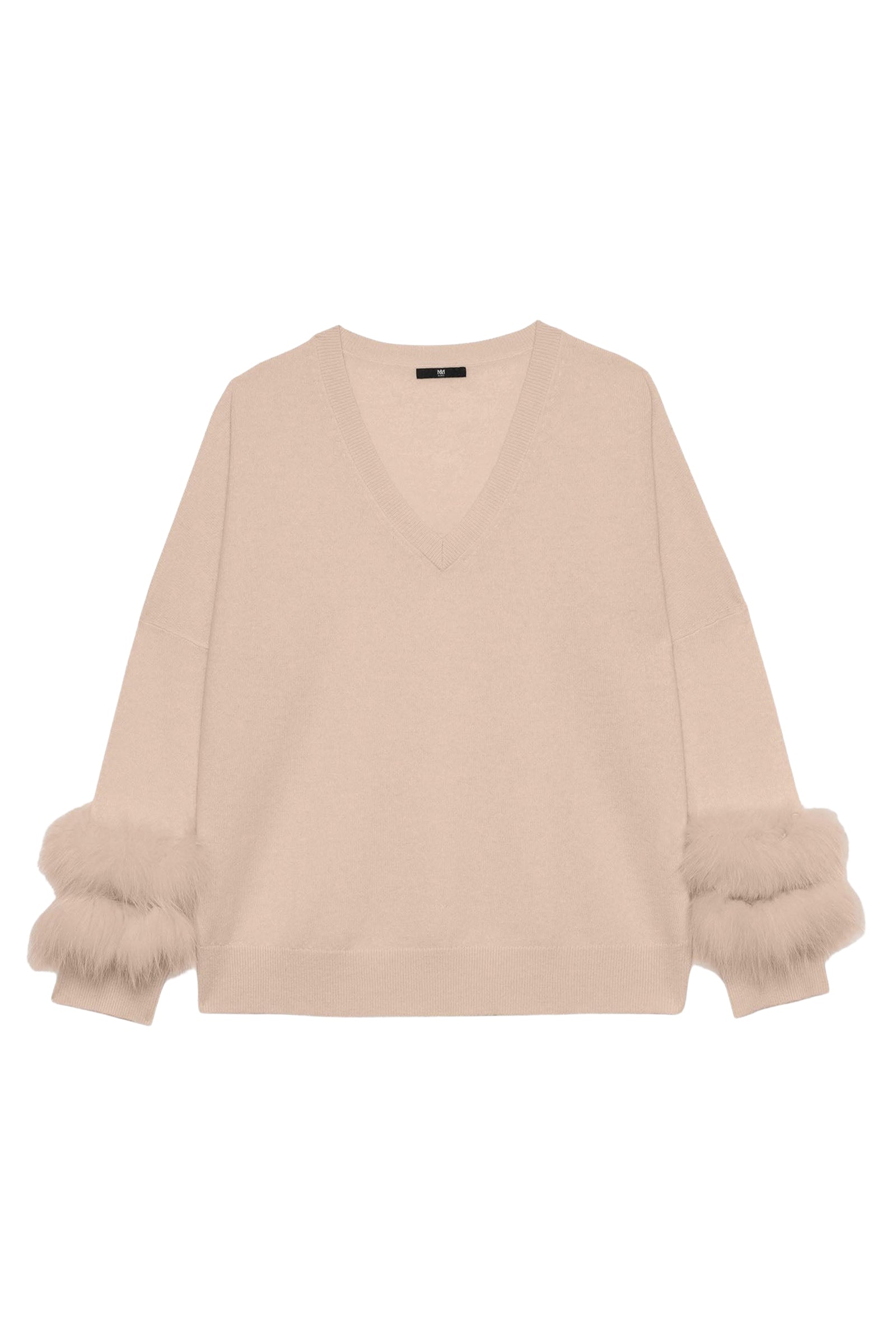 Pacy cashmere long sleeve jumper with sleeves - Beige