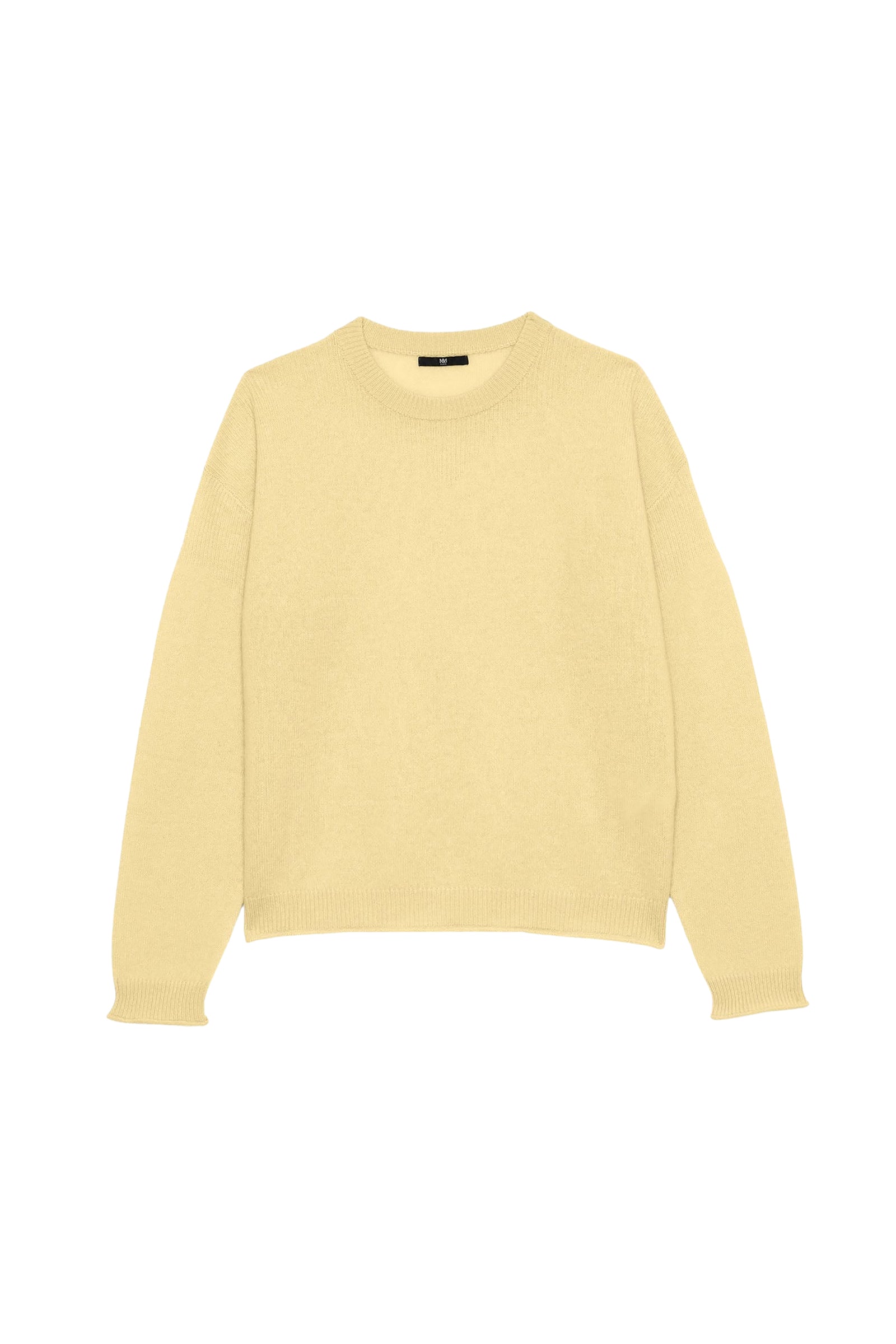 Pull Paris en cachemire à manches longues et col rond - Yellow
