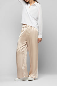 Long-sleeved knitted and silk Panny polo jumper - White