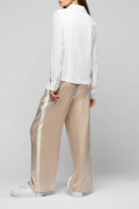 Long-sleeved knitted and silk Panny polo jumper - White