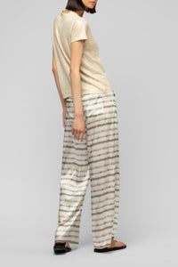 Tokyo V-neck T-shirt in iridescent linen twill - Beige