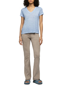 Tokyo V-neck linen twill T-shirt - Bleach Blue