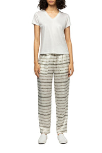 T-shirt Tokyo à col V en sergé de lin irisé - White