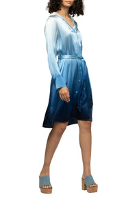 Raesa shirt dress in Tie & Dye printed silk - Tie & Dye Blue