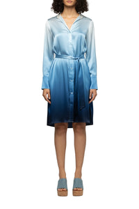 Raesa shirt dress in Tie & Dye printed silk - Tie & Dye Blue