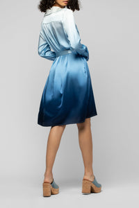 Raesa shirt dress in Tie & Dye printed silk - Tie & Dye Blue