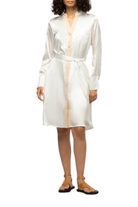 Robe chemise Raesa en soie avec détails en cuir - White