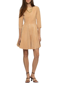 Raida Suede Skater Dress - Camel