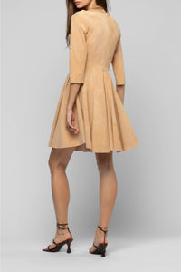 Raida Suede Skater Dress - Camel