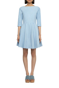 Raida Suede Skater Dress - Ciel