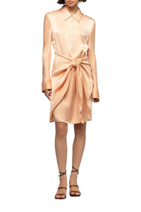 Robe chemise Ramelie nouée à la taille - Camel