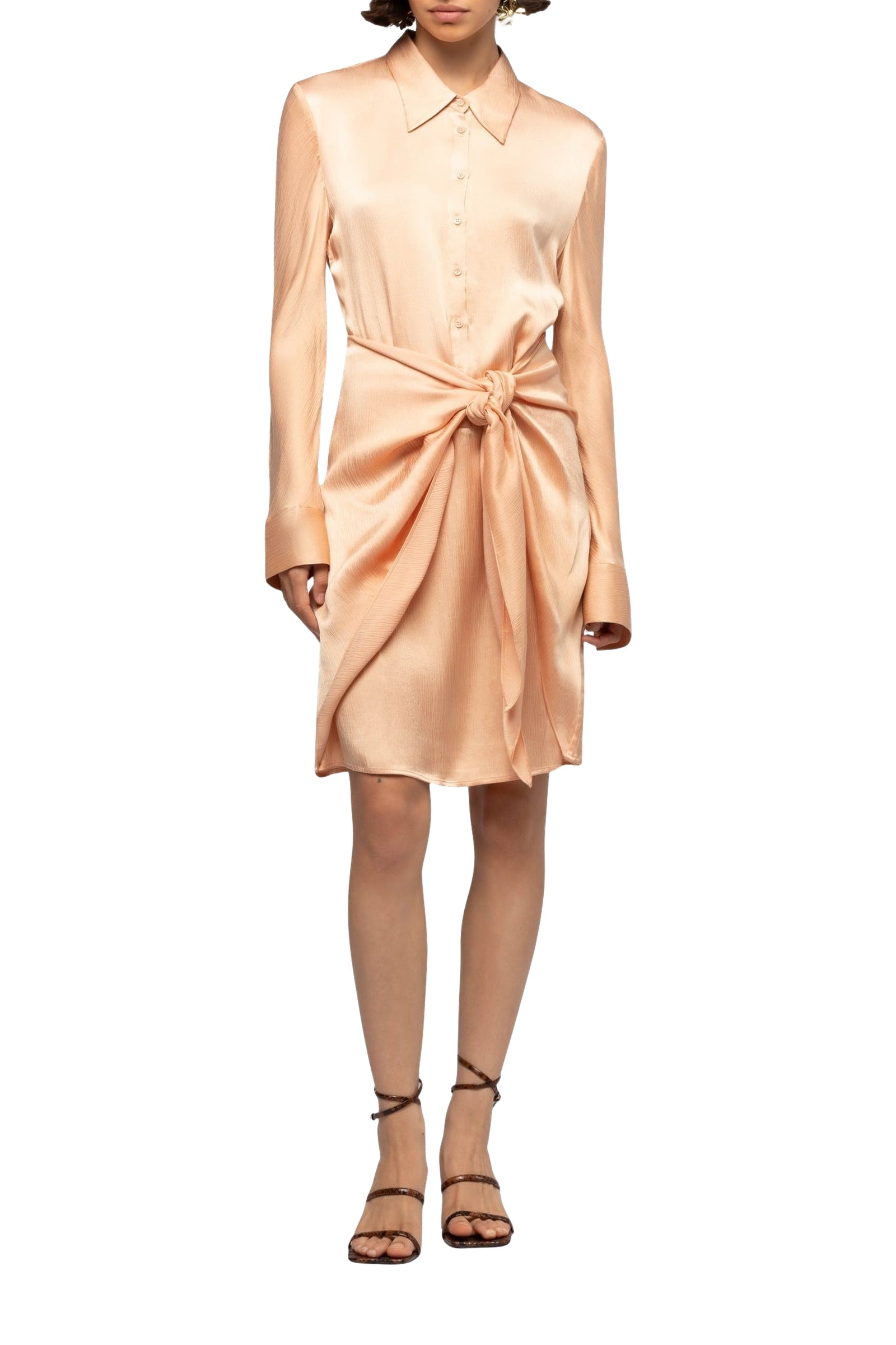 Robe chemise Ramelie nouée à la taille - Camel