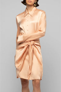 Robe chemise Ramelie nouée à la taille - Camel