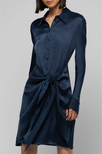 Ramelie shirt dress, tied at the waist - Navy