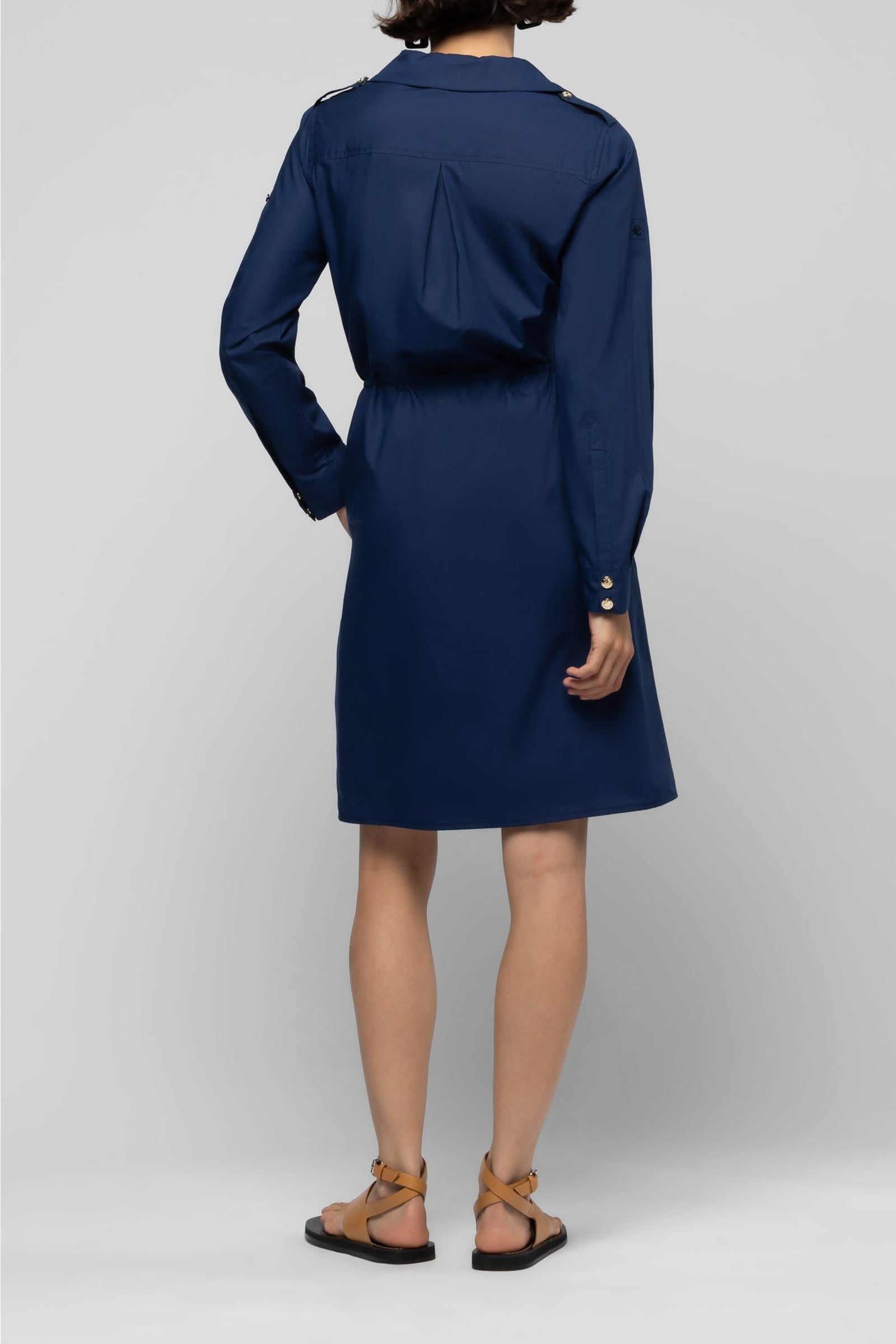 Saharan-inspired Ramie shirt dress - Navy