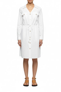 Robe chemise Ramie inspiration saharienne - White