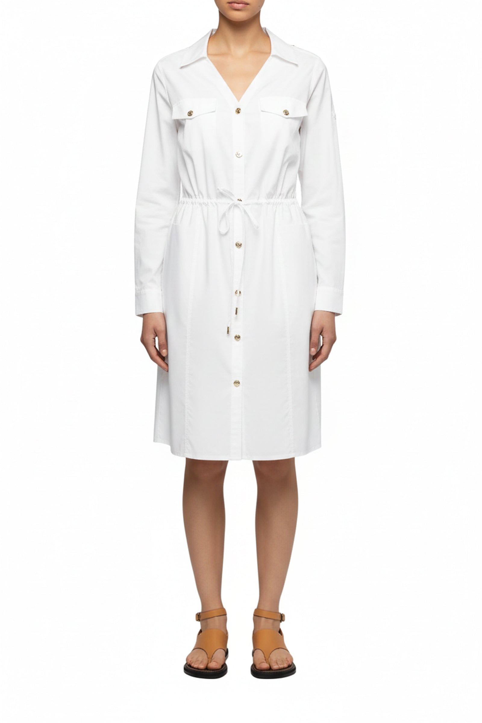 Robe chemise Ramie inspiration saharienne - White