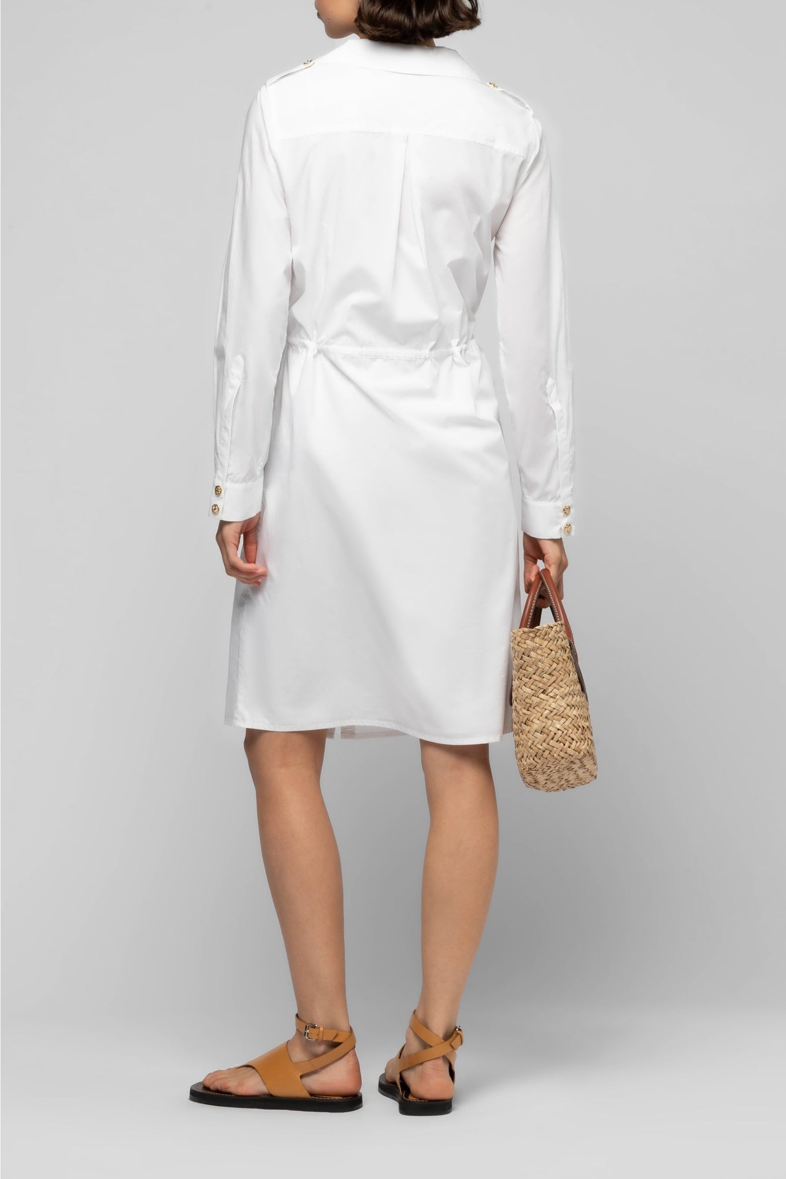 Robe chemise Ramie inspiration saharienne - White