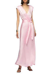 Rania long wrap dress with belt - Bonbon