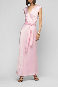 Rania long wrap dress with belt - Bonbon