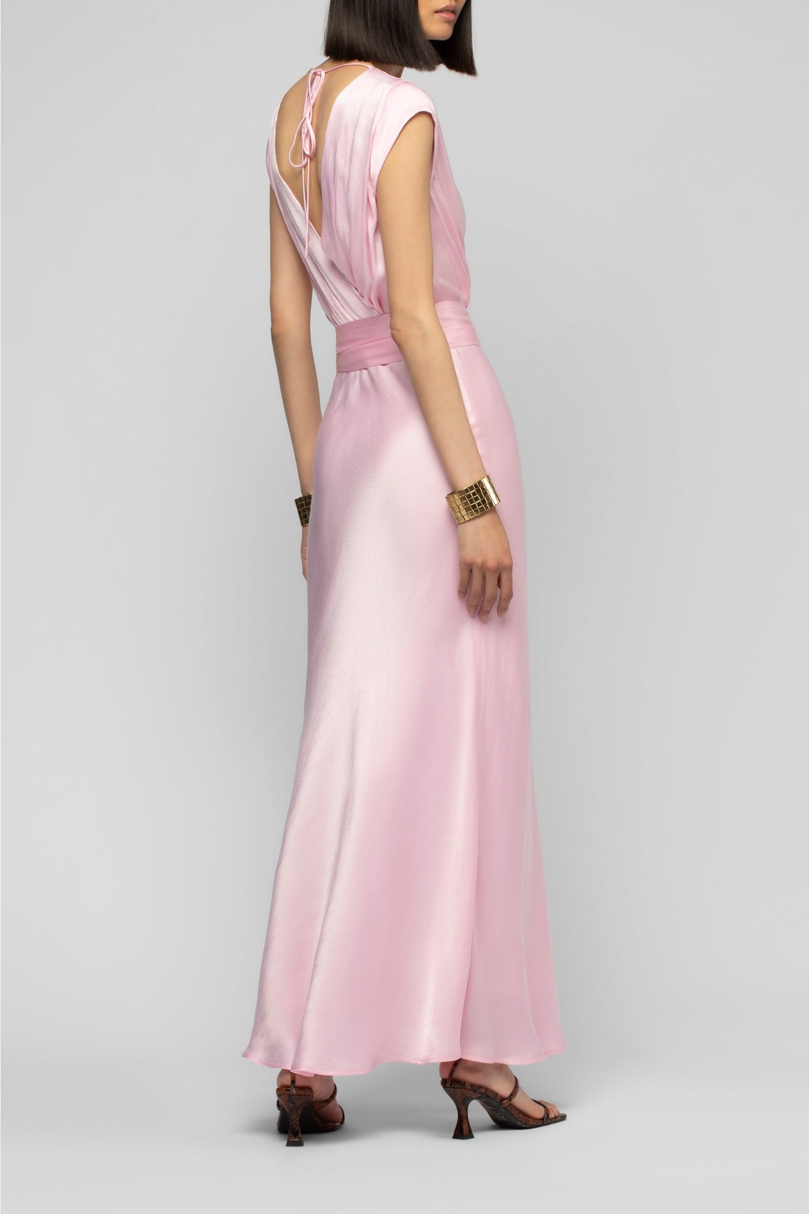 Rania long wrap dress with belt - Bonbon
