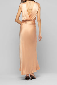 Rania long wrap dress with belt - Camel