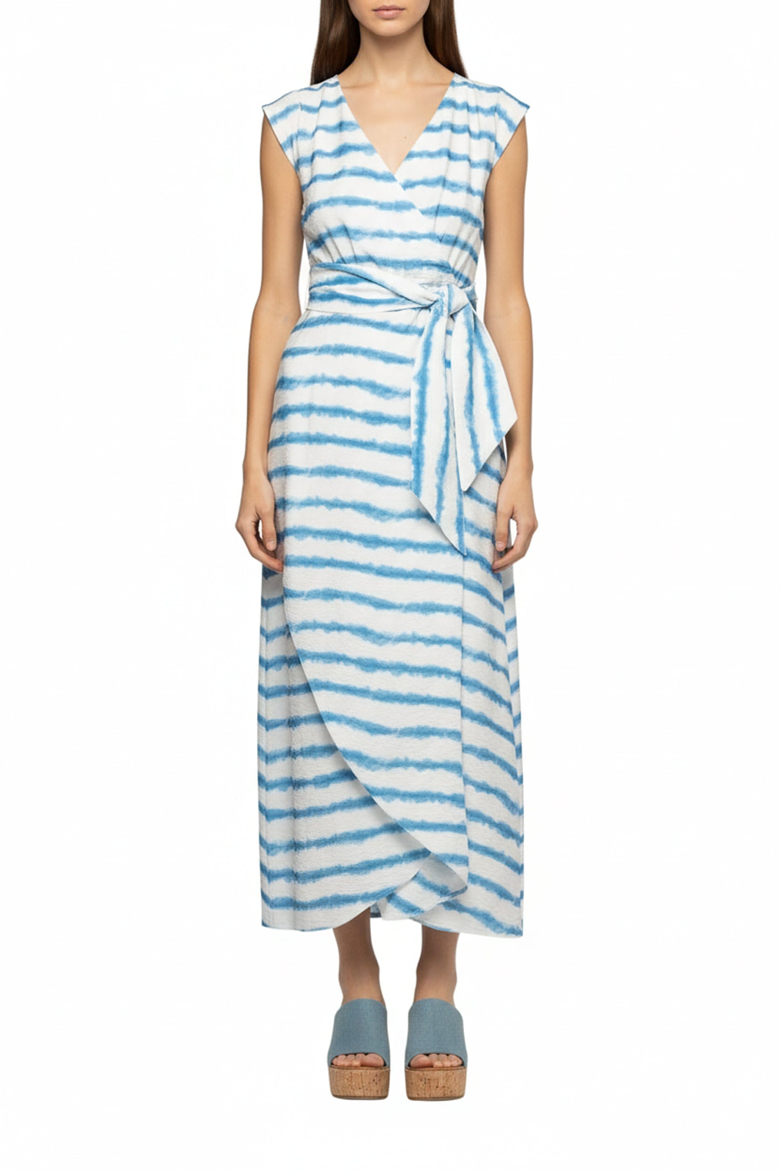 Ranita long wrap dress with tie-and-dye print - Tie & Dye stripe Cie