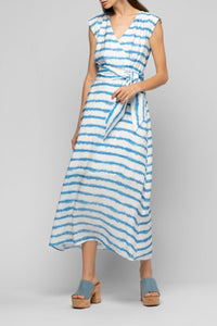 Ranita long wrap dress with tie-and-dye print - Tie & Dye stripe Cie
