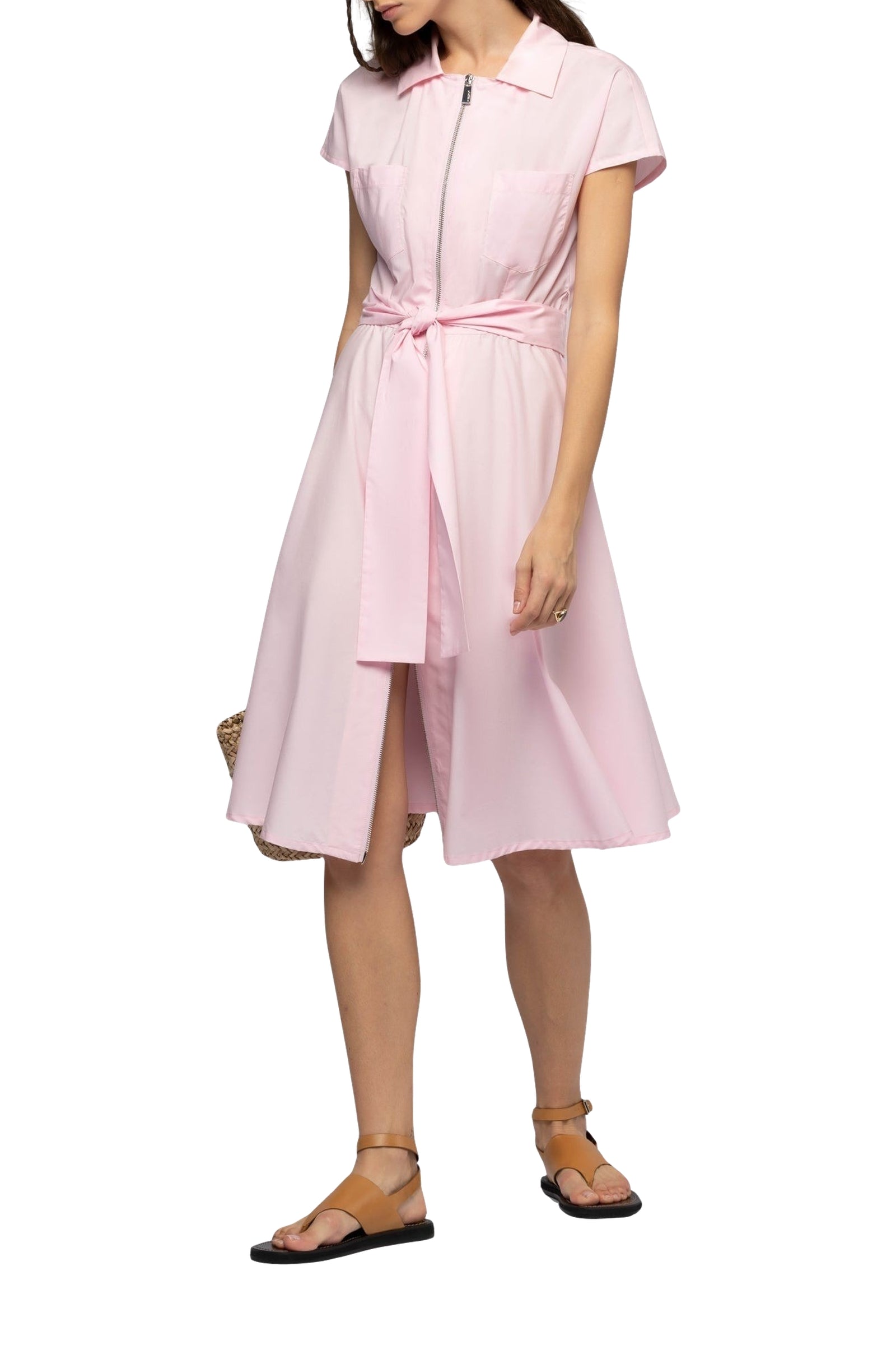 Robe chemise Ranne évasée avec fermeture zippée - Dragée