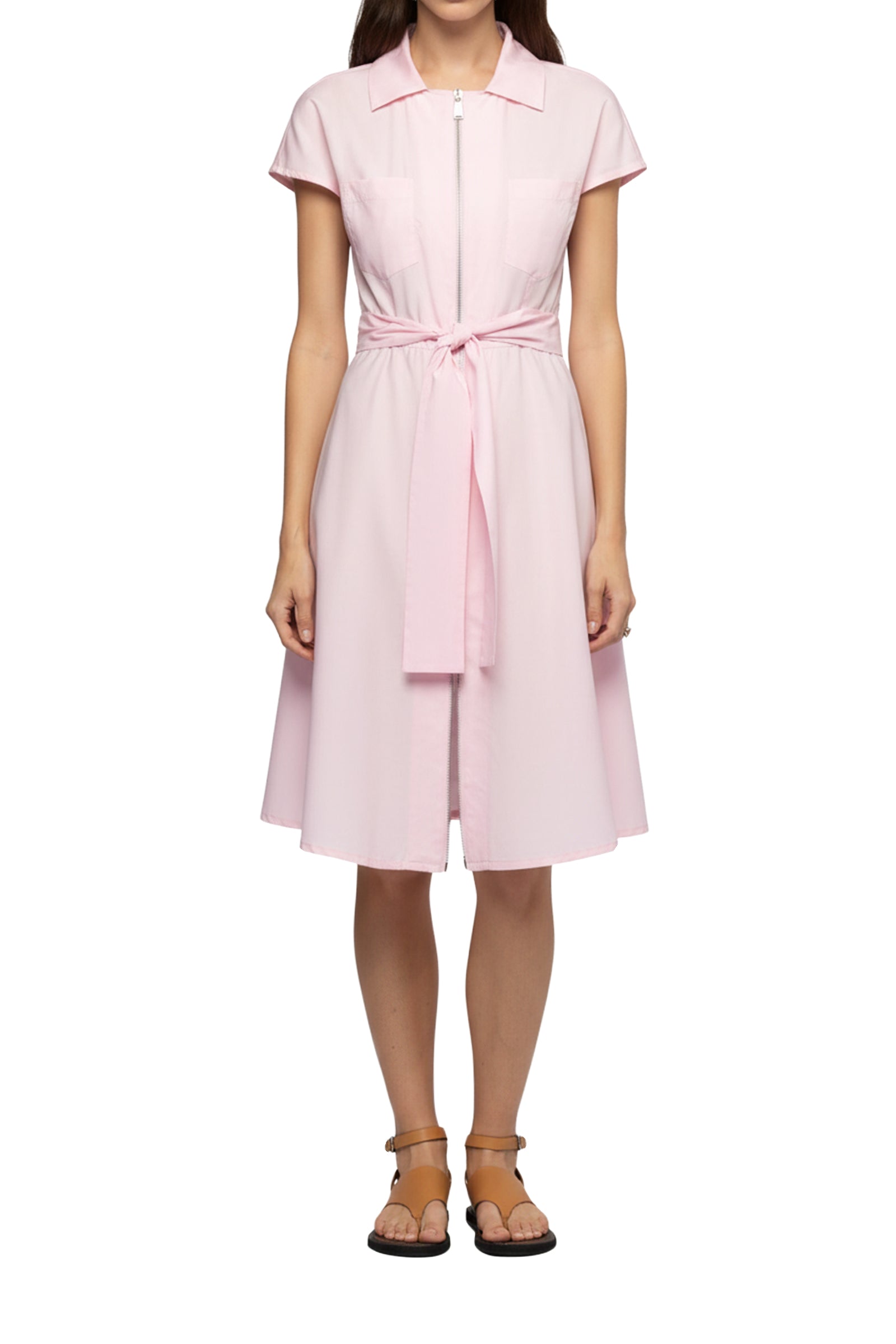 Robe chemise Ranne évasée avec fermeture zippée - Dragée