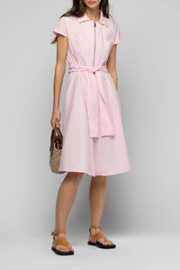 Robe chemise Ranne évasée avec fermeture zippée - Dragée