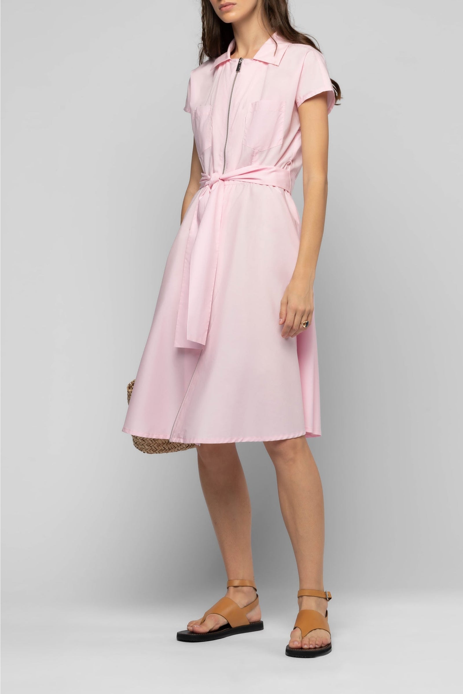 Robe chemise Ranne évasée avec fermeture zippée - Dragée