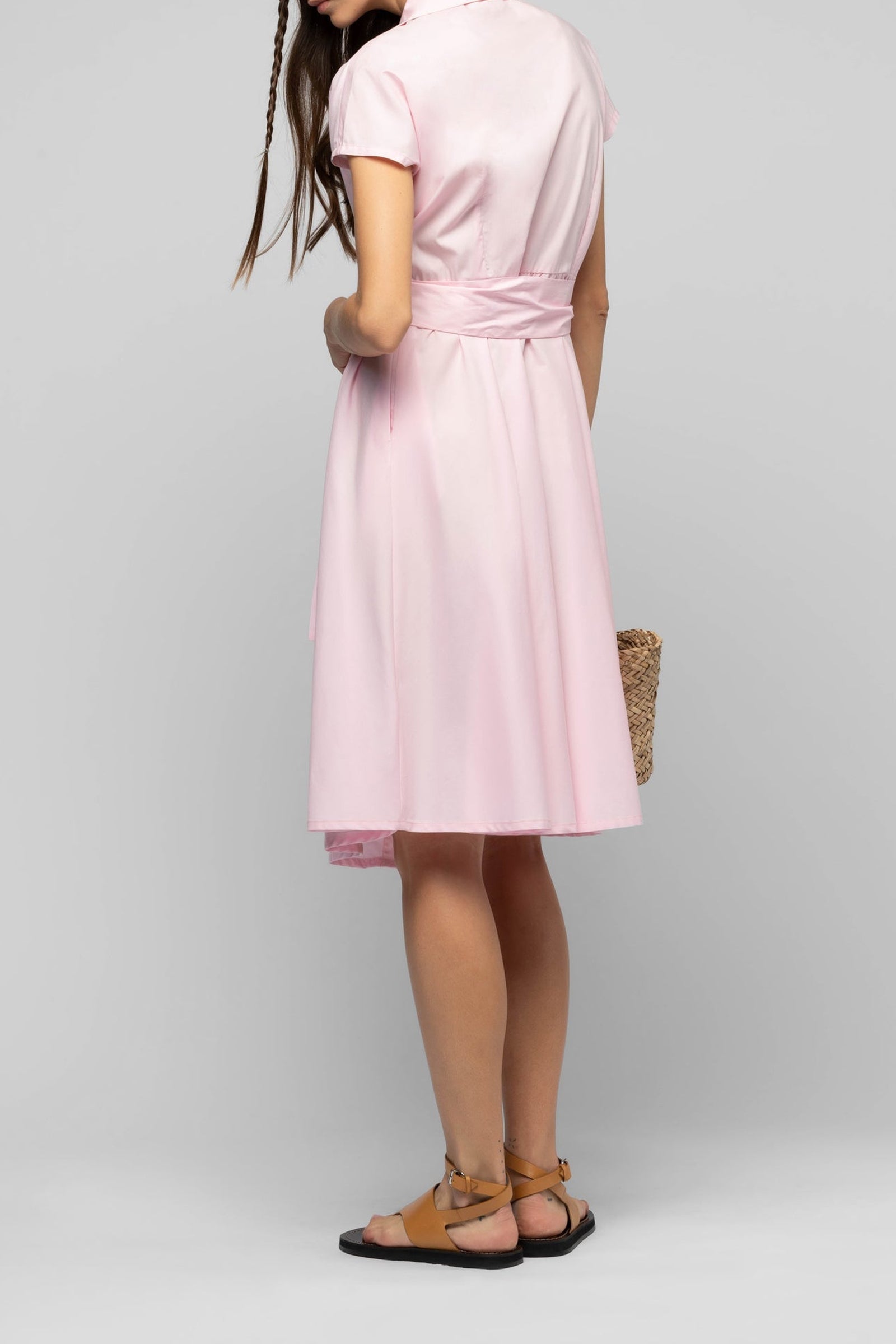 Robe chemise Ranne évasée avec fermeture zippée - Dragée