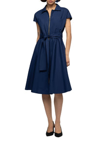 Ranne flared shirt dress with zip fastening - Navy