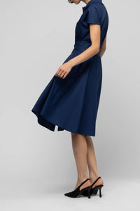 Ranne flared shirt dress with zip fastening - Navy
