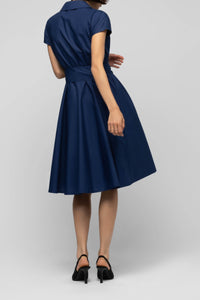 Ranne flared shirt dress with zip fastening - Navy