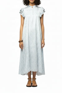 Long, loose-fitting Rarianas dress with polka dots - Dots Ciel