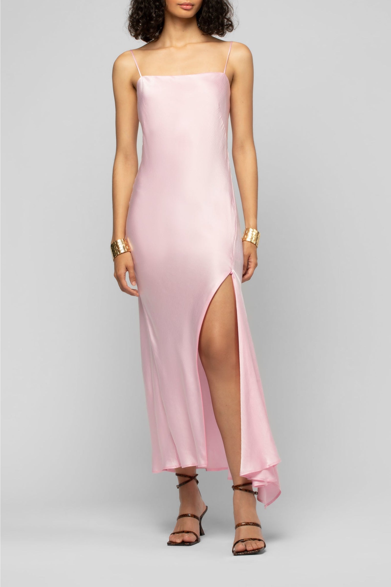 Long asymmetrical Raura dress with adjustable slit - Bonbon