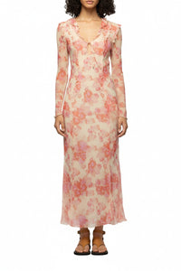 Razia floral maxi dress with ruffles - Coral