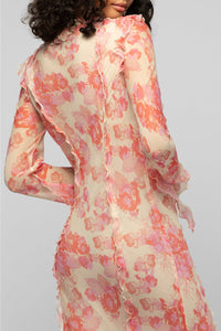 Razia floral maxi dress with ruffles - Coral