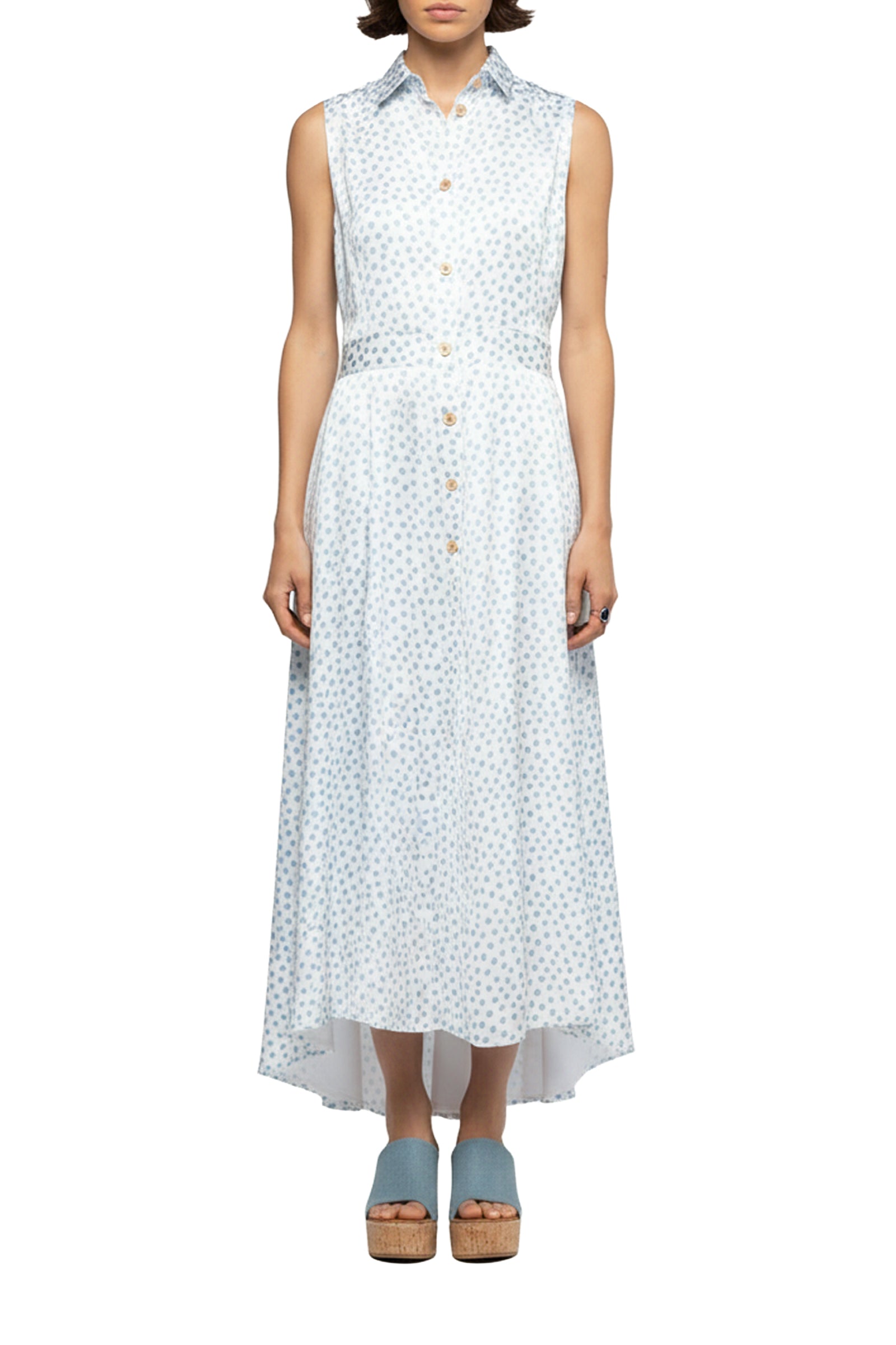 Raziza sleeveless polka dot shirt dress - Dots Ciel