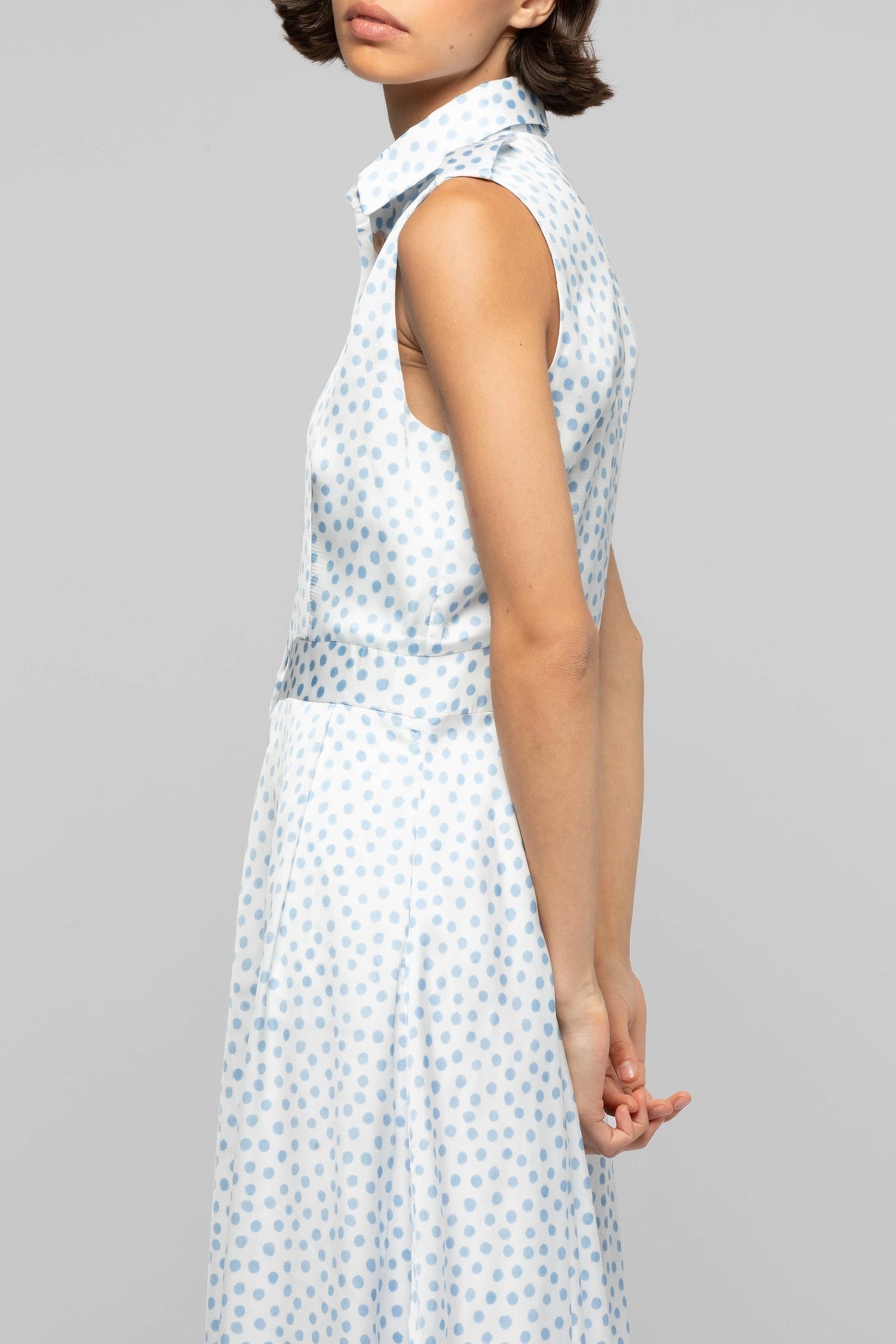 Raziza sleeveless polka dot shirt dress - Dots Ciel