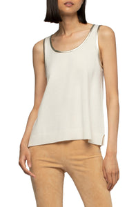 Tabi round-neck tank top in wool and cashmere - White
