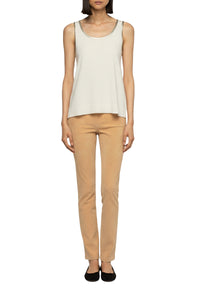 Tabi round-neck tank top in wool and cashmere - White