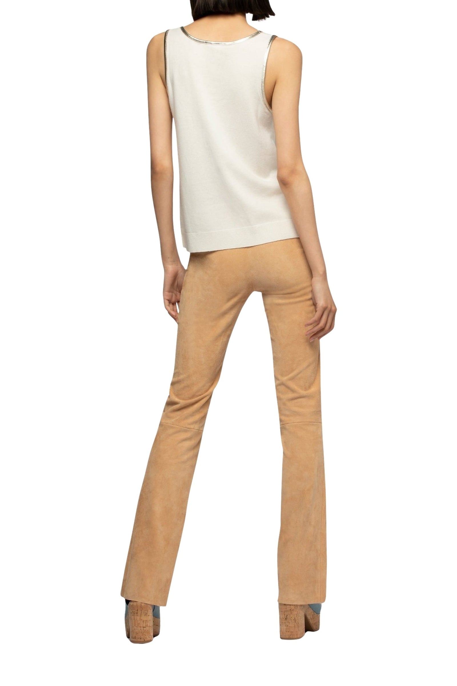 Tabi round-neck tank top in wool and cashmere - White