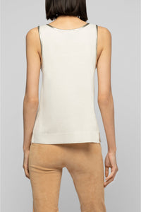 Tabi round-neck tank top in wool and cashmere - White