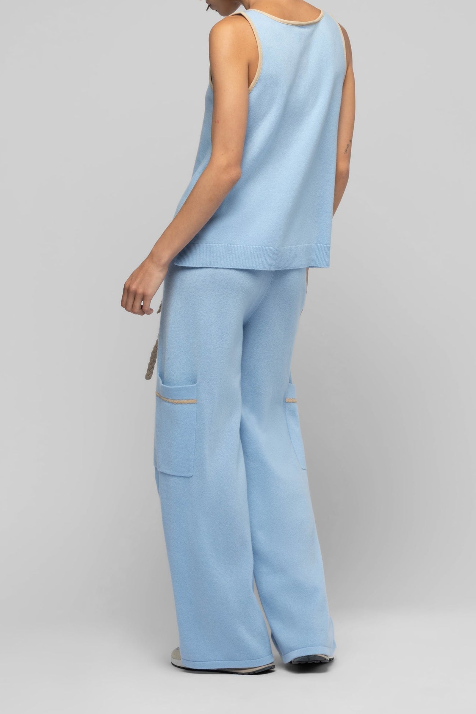 Tabigael round-neck tank top in wool and cashmere - Ciel