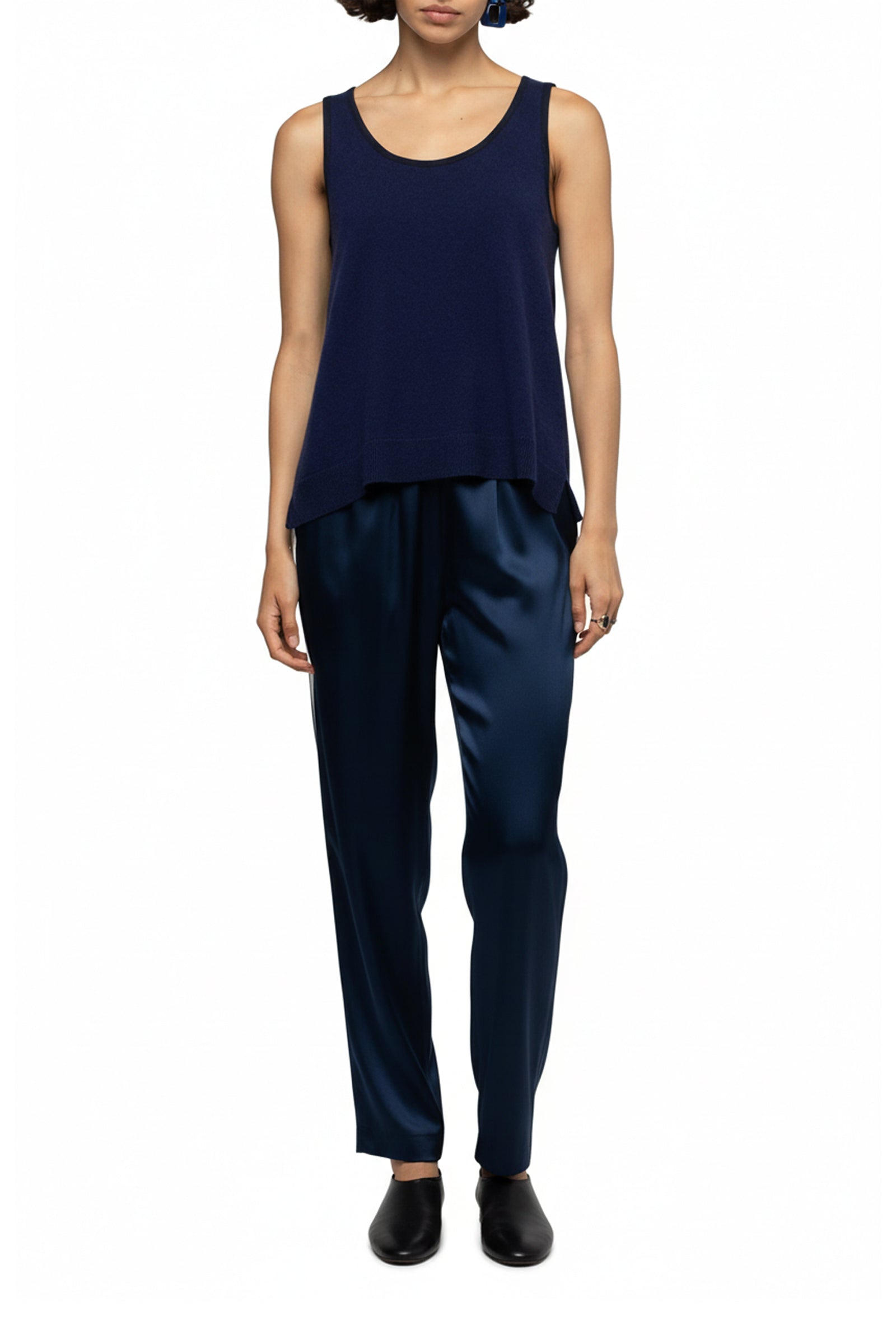 Débardeur Tabigael à col rond en laine et cachemire - Marine