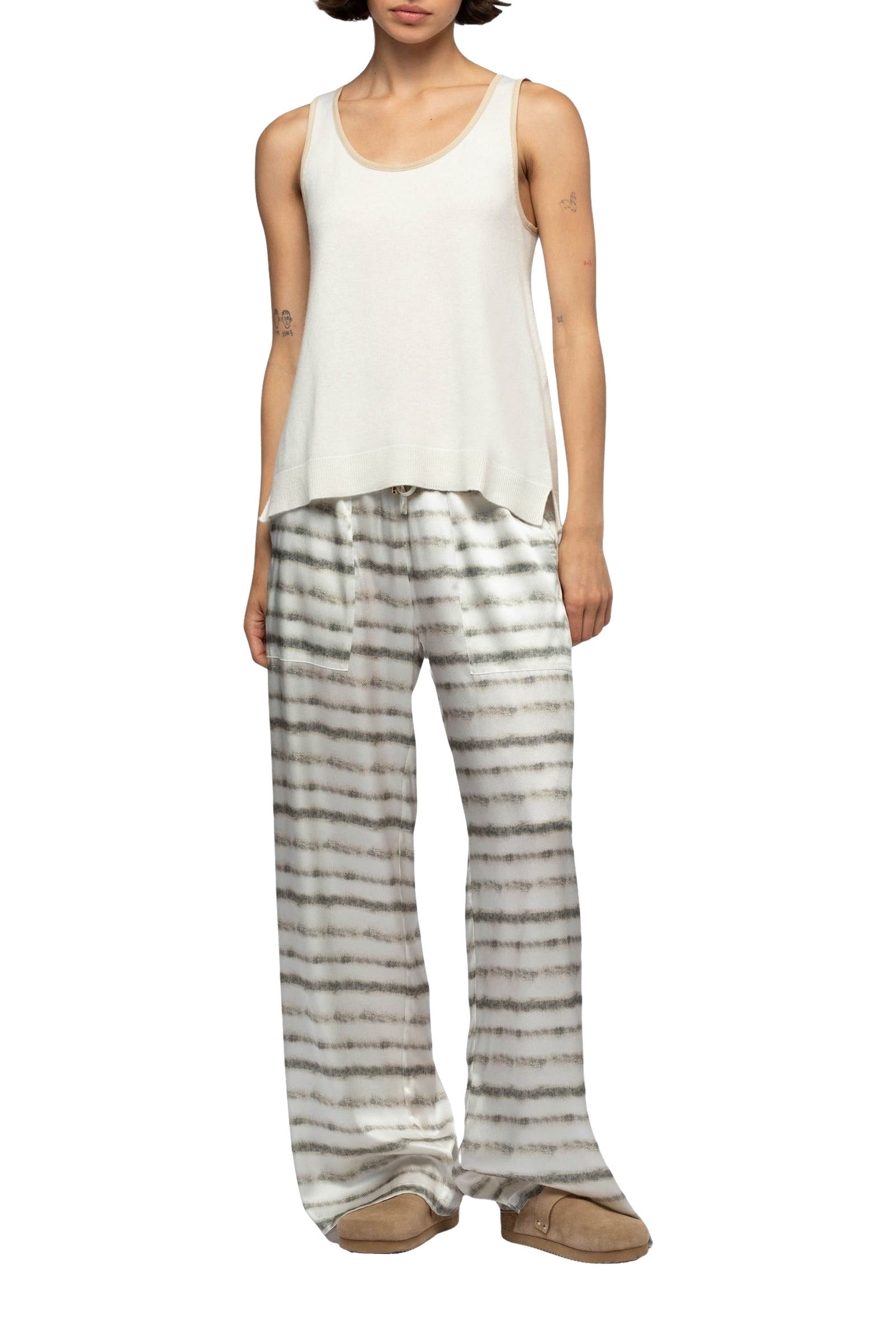 Tabigael round-neck tank top in wool and cashmere - White